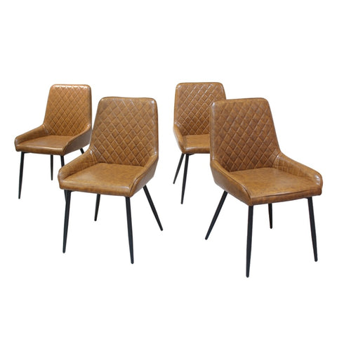 Dining Chairs x 4 Padded Seat PU Faux Leather CH1129-PU-4-BR