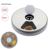 Automatic 6 Bowl Digital Timer-Controlled Pet Feeder - for Cats and Small Dogs, Wet or Dry Food V1192-AZ-W-3159