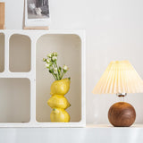 Yellow Ceramic Vase with Lemon Design Mediterranean Style for Home and Kitchen Decor V1258-DP02-BOL-383