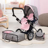 City Star Doll's Pram Bag, Denim Grey and Blue V178-22261