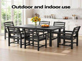Gardeon 7 Piece Outdoor Dining Set Patio HDPE Table and Chairs Garden Furniture FF-DINING-7HDPE-BK-AB