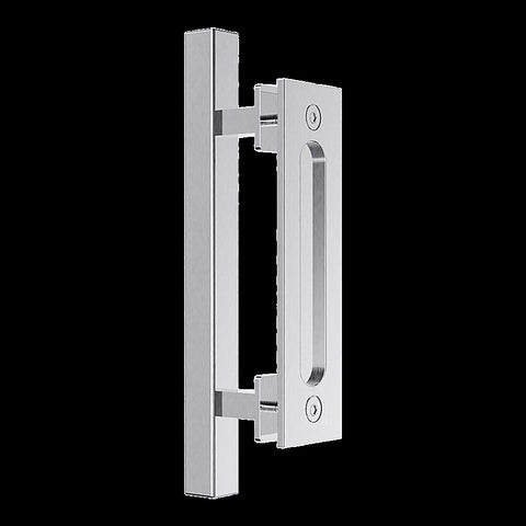 12" Square Pull and Flush Door Handle Set Stainless Steel Barn Door Hardware V63-831841