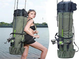 Green Fishing Rod & Reel Organizer Bag - Holds 5 Poles with Tackle Storage 48.4" x 13.4" x 13.4" V1366-AZ2-W-11666