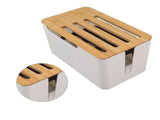 Router Storage Box Large Space Multi Hole Bit Bamboo Cover Home WiFi Router Organizer V1294-YM0703-3117230058411