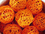 1 Set of Orange 5cm Rattan Cane 50 Ball Battery Powered LONG 5m String Lights Christmas Gift Home V382-ORANGERATTBALLBATT50