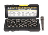 14 Pcs Lug 3/8Inch Drive Impact Bolt Nut Extractor Set, Nut Remover Kit 1/4Inch-3/4Inch Twist Socket V1369-AZ3-W-11214