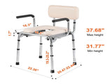 Commode Chair, Bedside Commode with Padded Seat, Drop-Down Arms, 7-Level Adjustable Height, 5.8L V952-WLKBS350BGRZ6CIGBV0