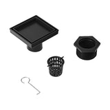 15x15cm Square Shower Drain with Removable Tile Insert Grate Matte Black 304SS, CUPC Certified for V63-955531