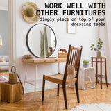 2 Set Wall Mirror Round Aluminum Frame Bathroom 80cm BLACK V274-FT-BM-ALUR-BK80-X2