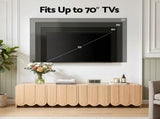 Artiss 180cm TV Unit Scalloped Entertainment Cabinet w/ Adjustable Shelves Wood FUR-Z-SCA-TV180-WD-AB