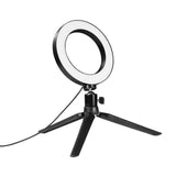 DC5V 5W 64 LED Light Round Selfie Camera Lamp with Telescopic Tripod 200MM Diameter Width USB V1294-YM0901-L2702B-3