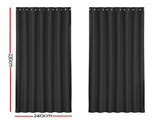 Artiss 2X Blockout Curtains Eyelet 240x230cm Black BC-MATT-240X230-BK