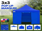 Wallaroo 3x3 PopUp Blue Gazebo Marquee Outdoor Tent GAZ-POP-3X3-BU