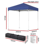 Instahut Gazebo 2x2m Outdoor Patio Garden Marquee Shade w/ Base Pods Blue GAZEBO-T-2X2-F-EC-BU-BASE