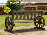 Gardeon Outdoor Garden Bench Wooden 2 Seater Wagon Chair Patio Furniture Brown ODF-WAGON-V-CC