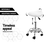 Artiss 2x Salon Stool Saddle Swivel Chair White SALON-B-ERG-WHX2