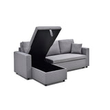 Multifunctional Sofa Bed Fabric Upholstery Chaise Section Comfy Cushions Armrests V43-SOF-SWK-GR