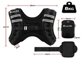 Everfit 8kg Weighted Vest Men Women, Reflective Running Vest with Armband Pouch WV-08K-BK
