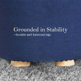 Fabric Ottoman Round Wooden Leg Foot Stool - DARK BLUE V274-FT-GQST01-DBU
