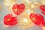 20 Red and White 3D Hollowed Rattan Heart-Shaped 3M String Fairy Lights, Battery Indoor & V382-REDWHHRTRATTBATT20