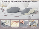 Pregnancy Pillows for Sleeping, Memory Foam Maternity Pillow Support for Back Belly HIPS, Adjustable V1107-115-89399-PNK