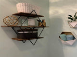 3-Tier Rustic Floating Wall Shelves Wood Display Books V178-66786