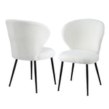 Artiss 2x Dining Chairs Sherpa Boucle Wing Back White UPHO-C-DIN-2514-WHX2