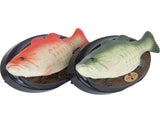 Singing Fish Decoration - Green with Square Base V1192-D58