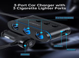 CHOETECH TC0021 3 Sockets 2C1A Cigarette Lighter Splitter Black V28-ELECHOTC0021