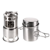 Cooking Portable Camping Stove Combo Wood Burning Stove And Cooking Pot Set For Outdoor Backpacking V1369-AZ3-W-15840