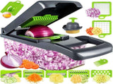 13-in-1 Vegetable Chopper with 8 Interchangeable Stainless Steel Blades and Storage Box for Slicing, V1189-LC-KF-00013