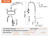 Commercial Faucet with Pre-Rinse Sprayer, 44" Height, 8" Center, 12" Swing Spout, Deck Mount Kitchen V952-JBSYCXSLTJBS3O1FMV0
