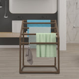 Pool Towel Rack, 5 Bar, Brown, Freestanding Outdoor PVC Trapedozal Poolside Storage Organizer, V952-MJJZSTXGBDDW5DYL3V0