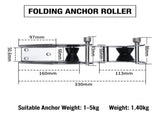Foldable Boat Anchor Roller with Dual Rollers for Marine Bow Applications, Corrosion Resistant V1341-ZY-WQ86J9C4-SILVER