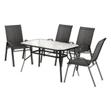Gardeon 5PC Outdoor Dining Set Table and Chairs Patio Furniture Bistro Set Garden Black FF-DINING-140-5PCS-BK