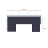 LONDON RATTAN 6 Seater Modular Outdoor Lounge Setting with Ottoman, Grey V219-OTDOLSLR6SGY1
