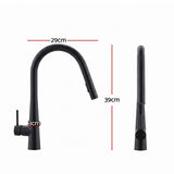 Cefito Kitchen Mixer Tap Pull Out Round 2 Mode Sink Basin Faucet Swivel WELS Black TAP-A-82H52-BK