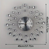 Silver Black Silver Wall Clock Sunburst Wall Clock Home Decor Clock Modern Wall Clock V1347-115-BLA-95045