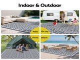 Gardeon Outdoor Rugs 274x366cm Large Carpet Reversible Area Mat PP Dual-Sided Patio Rug OR-9X12FT-OGEE-GY