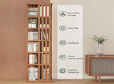 360 Rotating Bookshelf Bamboo Storage Display Rack Shelving in Dark Wood V63-842471
