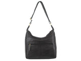 Pierre Cardin Womens Large Leather Multi Zip Perforated Cross-Body Bag - Black V563-PC-3338-BLACK