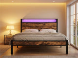 Levede Single Bed Frame LED Lights USB Charging Storage Headboard Metal Platform BF1087-S-WA-AU