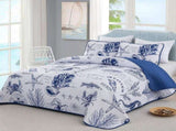 Navy Blue Coastal Aura Bedspread Coverlet 3 Piece Set V745-AC081124Q13U