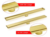 Brushed Gold 600mm Tile Insert Linear Shower Grate Floor Drain 50mm Outlet Waste V1233-LGTI02A600BG