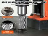 Annular Cutter Set, 6 pcs Weldon Shank Mag Drill Bits, 1" Cutting Depth, 1/2" to 1-1/16" Cutting V952-GSGTZYC6J100O3DW2V0