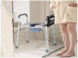 White Heavy Duty Bedside Commode, Raised Toilet Seat, Shower Chair, Adjustable Height 75.5-88cm LSB-68995