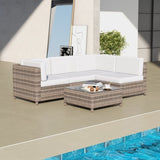 Milano Outdoor 5 PC Rattan Sofa Set Colour Oatmeal Seat & Black Coating ABM-10001720