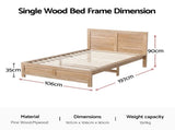 Artiss Single Bed Frame Wooden Bed Base Walnut WBED-F-OATMEAL-S-NA-AB