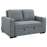 Sarantino Hoffman Linen Sofa Bed with Cushions & Cup Holders Airforce Blue SOFA-YGG-7004-LNN-BLU