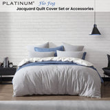 Platinum Collection Flo Fog Jacquard Geometric Quilt Cover Set Super King V442-LED-QUILTCS-FLO-FOG-SK